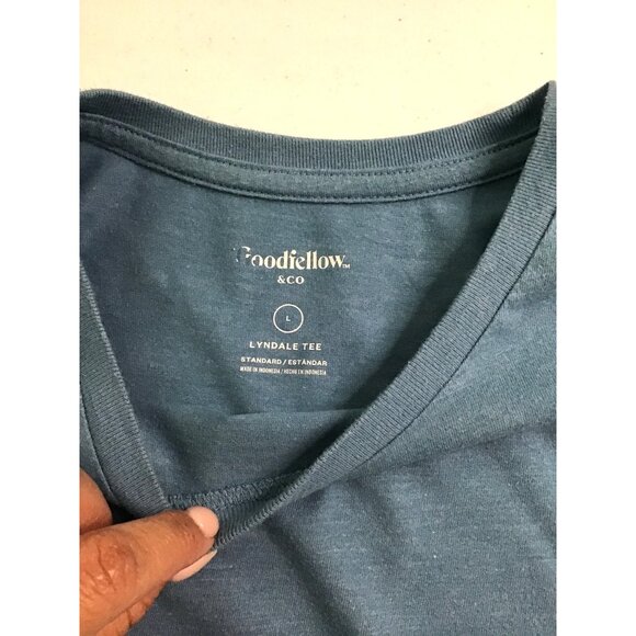 GOODIELLOW- MENS BLUE SOLID SHORT SLEEVE T-SHIRT SIZE LARGE - Picture 3 of 7